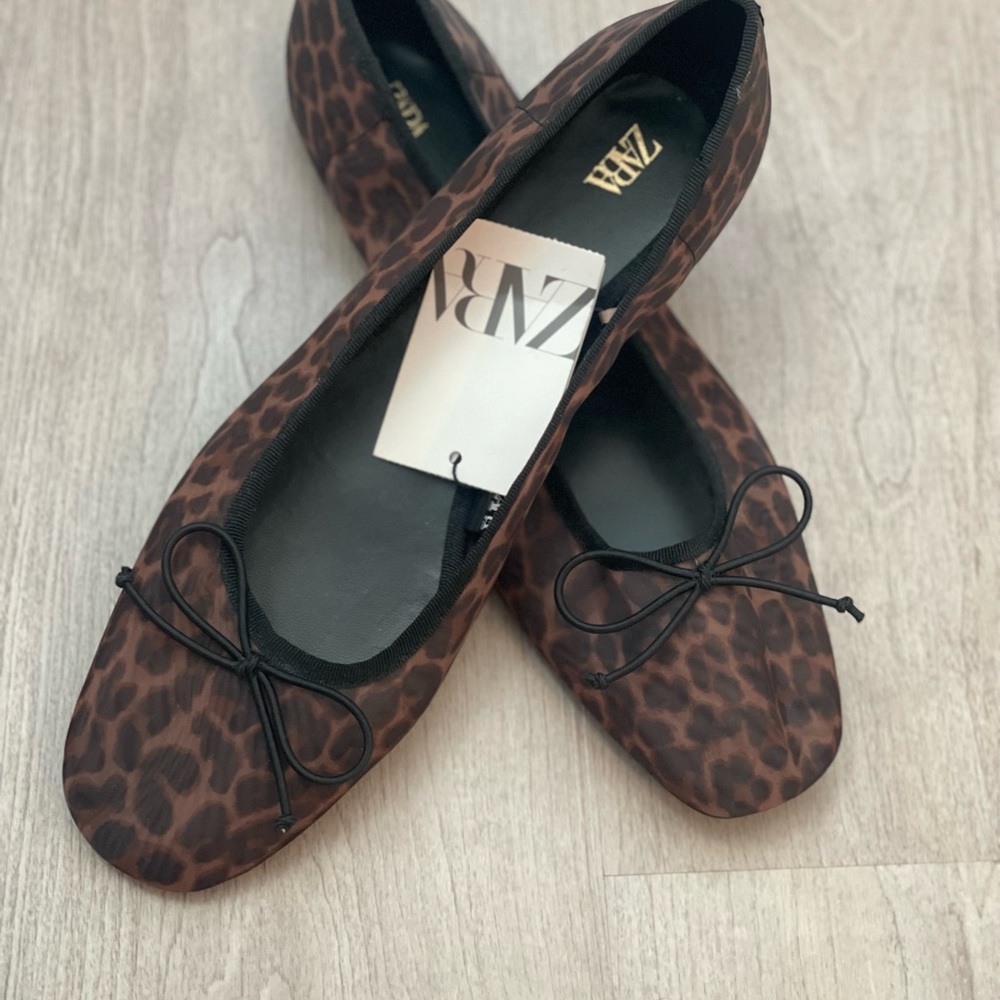 NWT Zara Mesh Animal Print Women's Ballet Flats